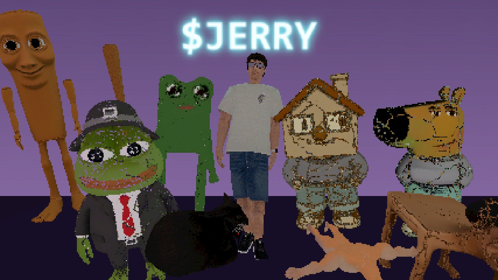 The $JERRY family photo: Jerry and the eight memes